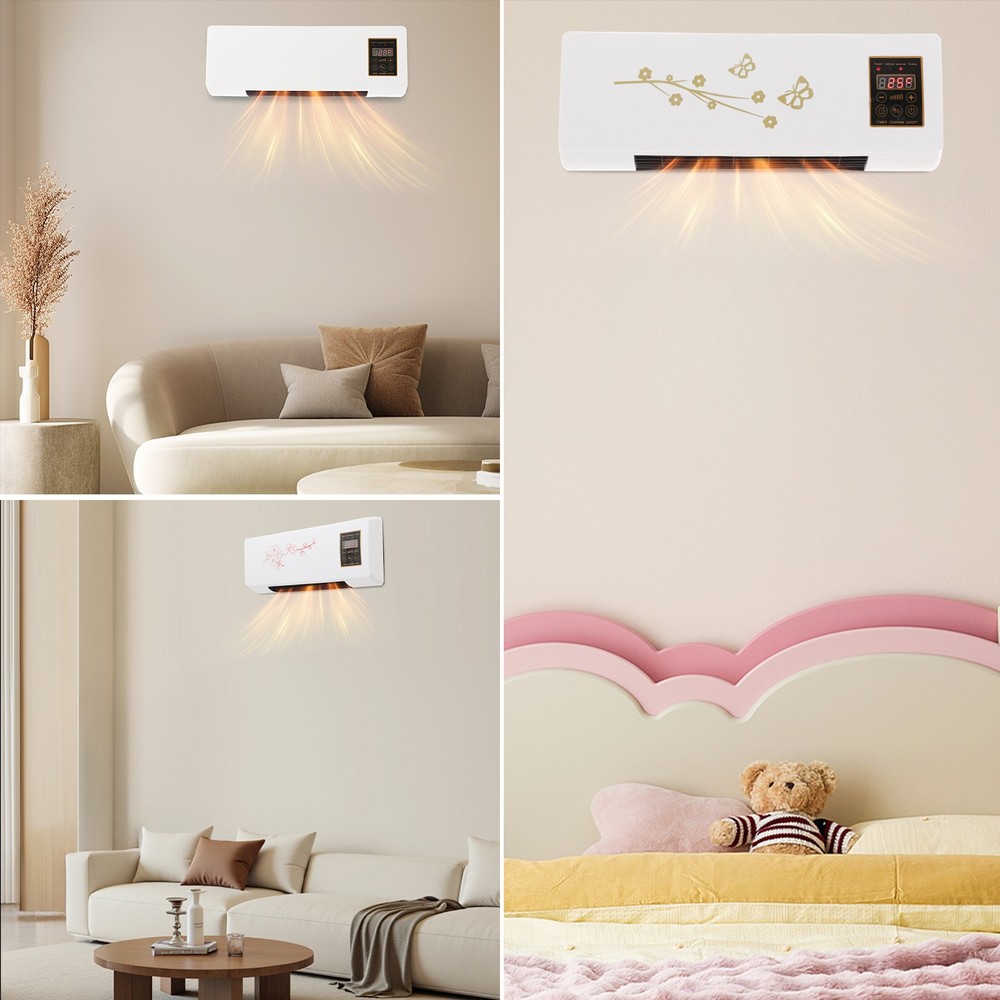 Bedroom 1400w Adjustable Temperature Timer Heater Wall Mounted Ptc Space Heater