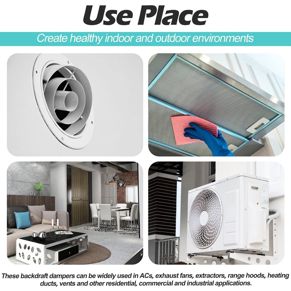 4 Inch Draft Blocker Backdraft Damper Duct Draft Stopper One-Way Airflow Duct...