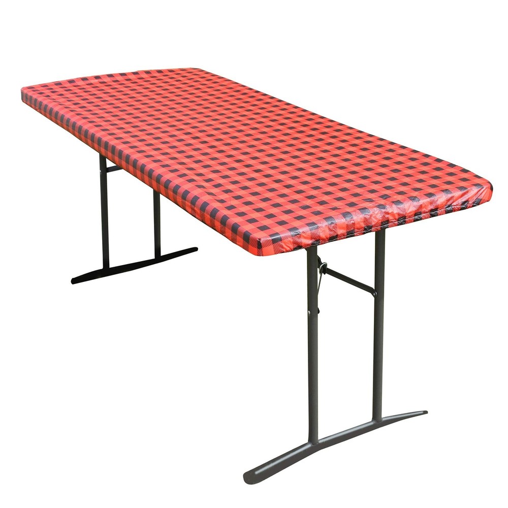 Checkerboard Elastic Fitted Tablecloth for Folding Table - Waterproof Rectang...