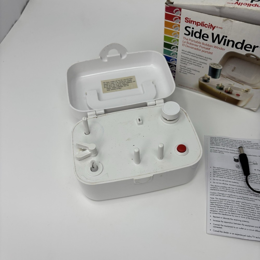 Simplicity Side Winder Portable Bobbin Spool Winder Battery Operated Plug In