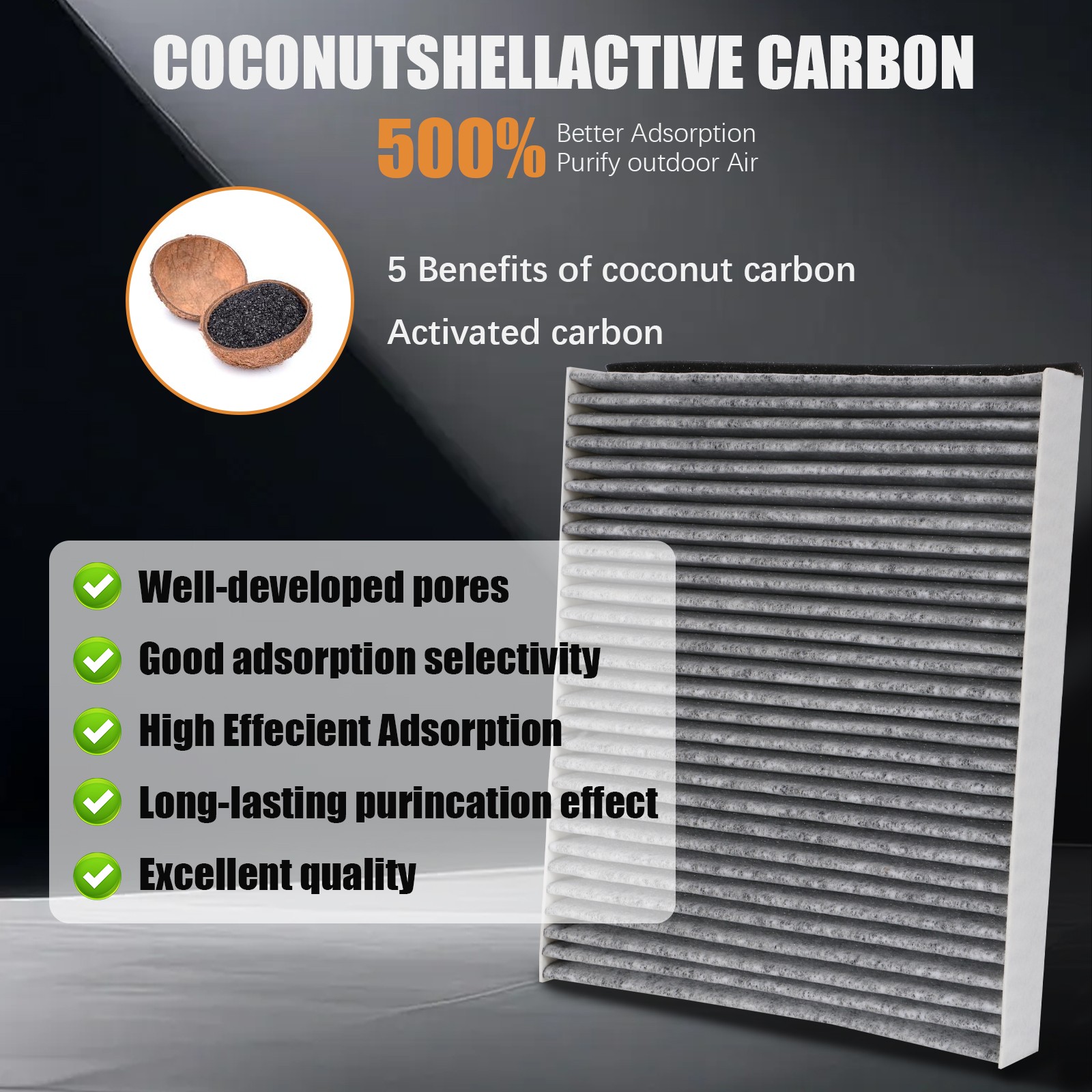 Cabin Air Filter For 2013 2014 - 2019 Ford Escape L4 1.5L 1.6L 2.0L 2.5L OE Spec