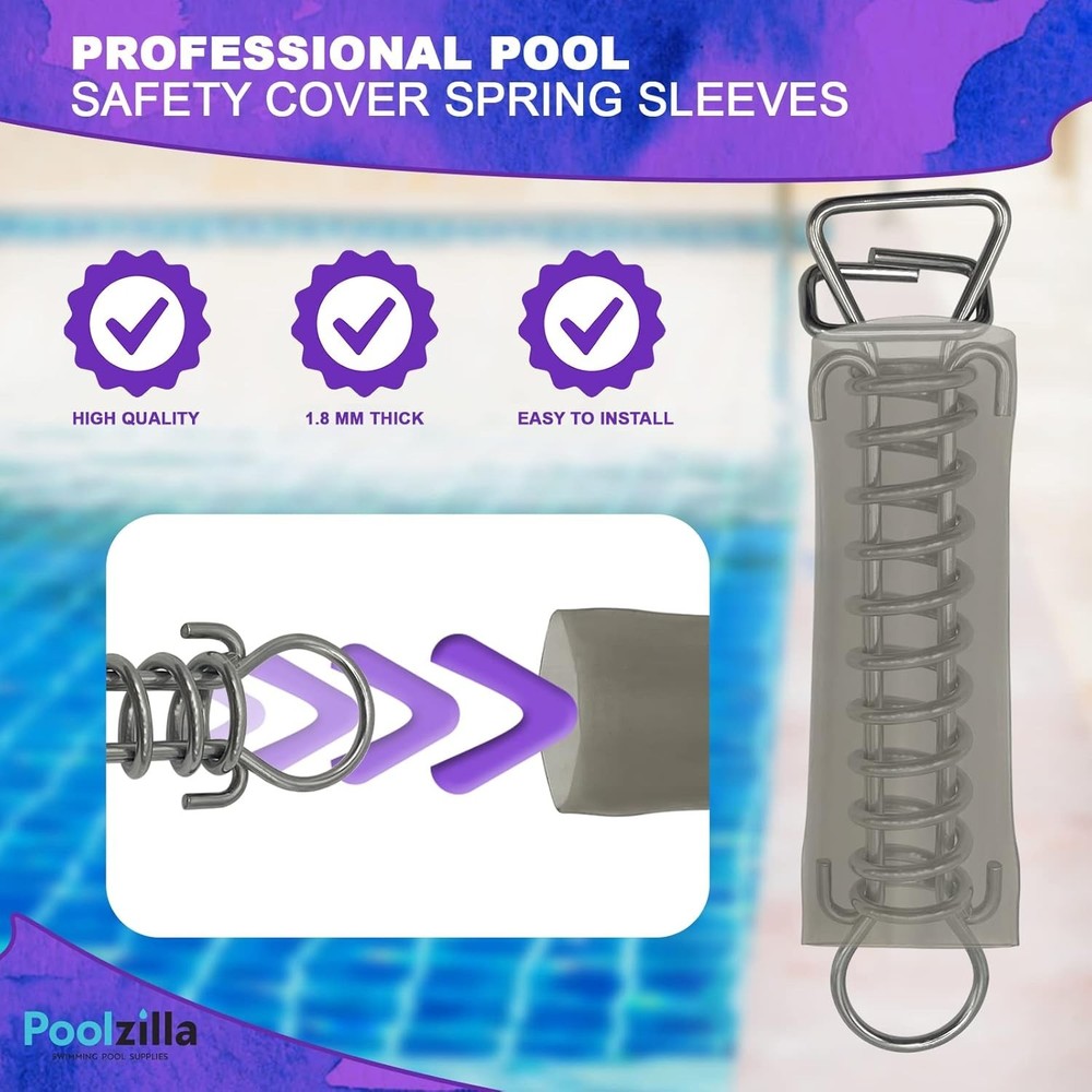 Protective Vinyl Sleeves for Pool Springs - 10 Pack, UV & Scratch Resistant
