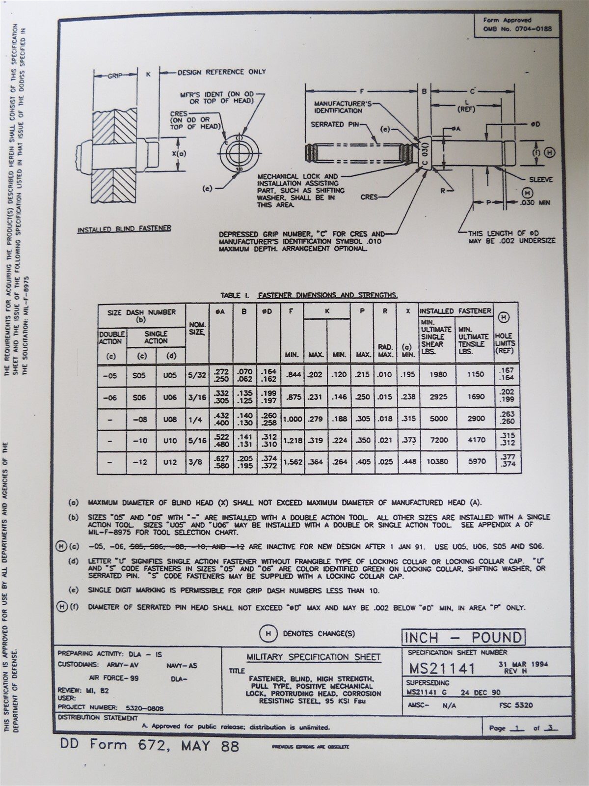 NEW Huck MS21141U0803 Stainless Steel Lockbolt 1/4 Blind Bolt Pin Rivet (50)
