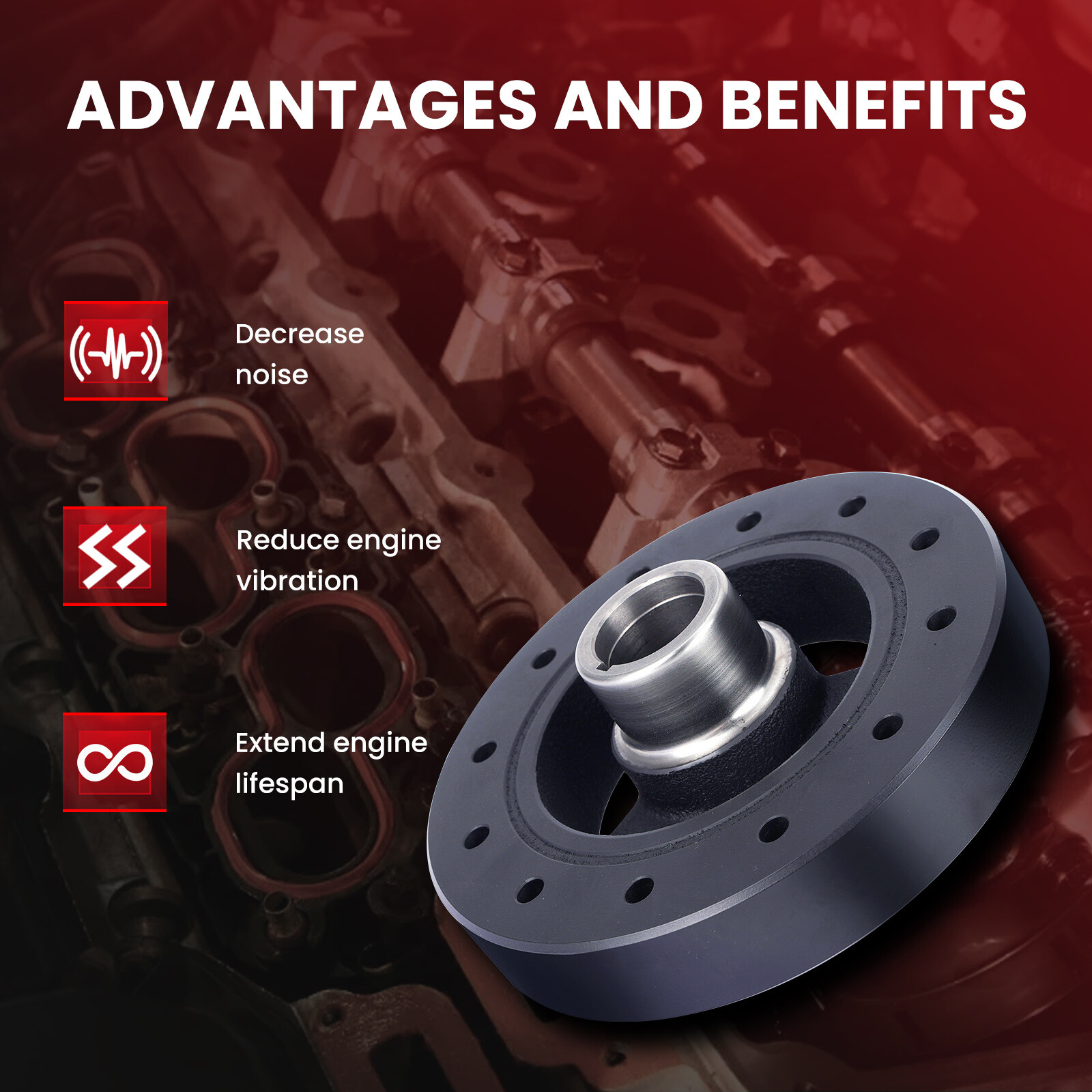 Engine Harmonic Balancer for 1969-1998 Chevrolet GMC Pontiac Oldsmobile 5.0 5.7L