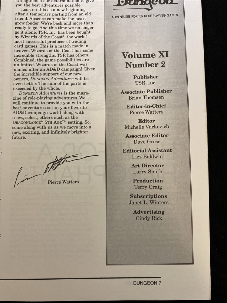Dungeon Magazine: Issue #63 - Vol. XI, No. 3