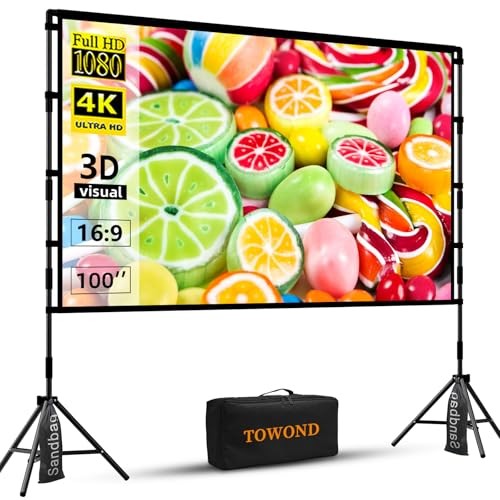 Projector Screen with Stand, 100 inch Outdoor Projector Screen Portable