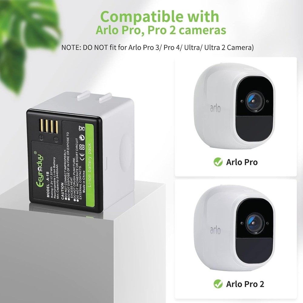 2-Pack A-1B Rechargeable Lithium Battery Replacement for Arlo Pro Cameras
