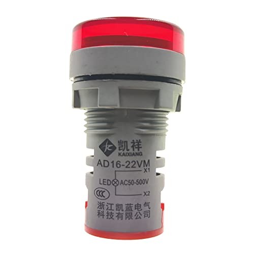 3pcs Digital Display AC Voltage Indicator, 22mm Round Head LED Voltage Red