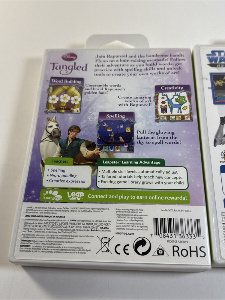 LEAPFROG Leapster 1 & 2 Star Wars Jedi Math And Tangled
