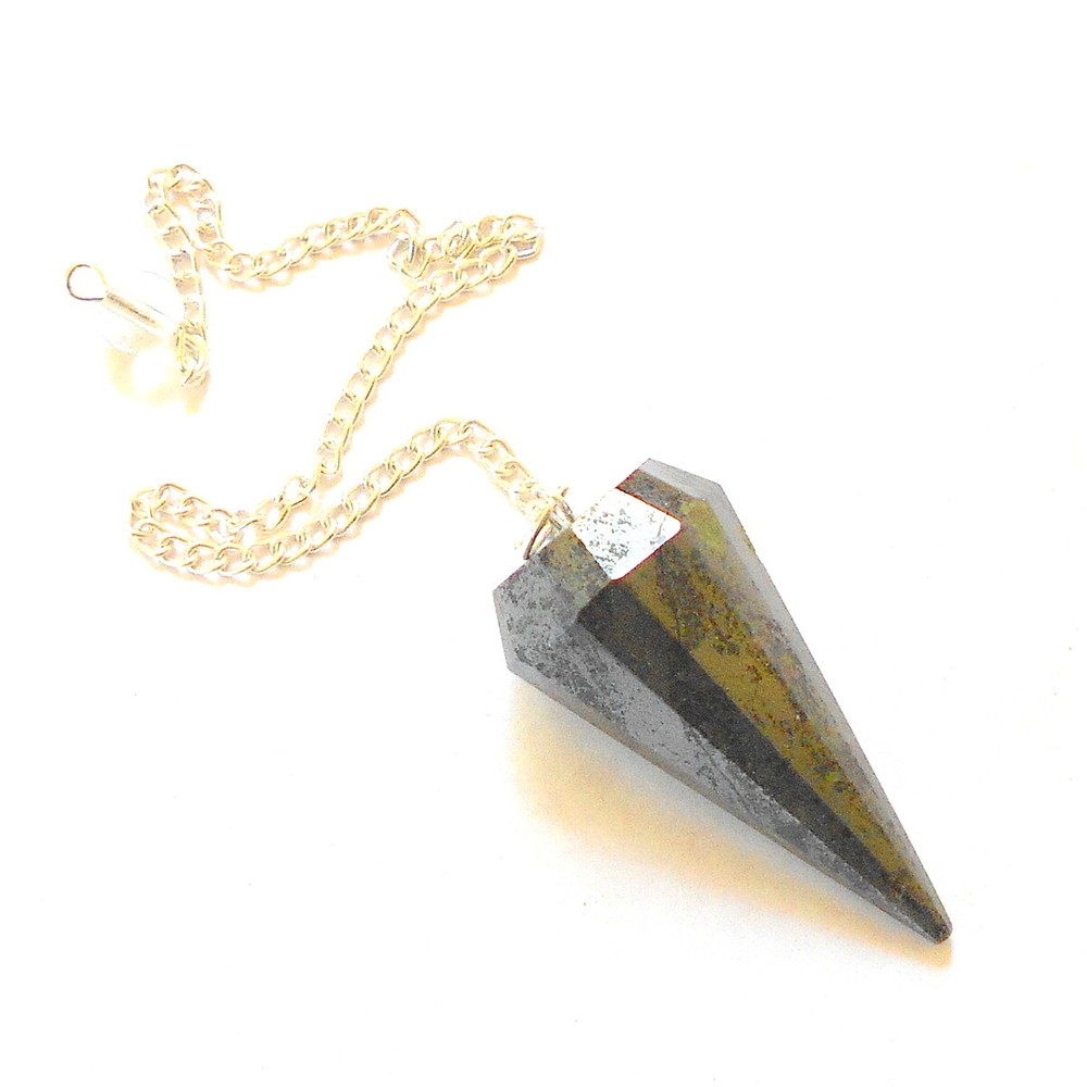 Hematite Faceted Gemstone Pendulum for Divination and Dowsing