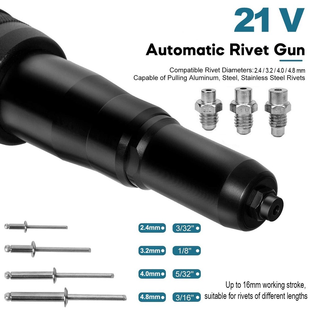Cordless Ergonomic Rivet Tool Gun Rivnut Setting Tools Nut Setter Blind Riveter