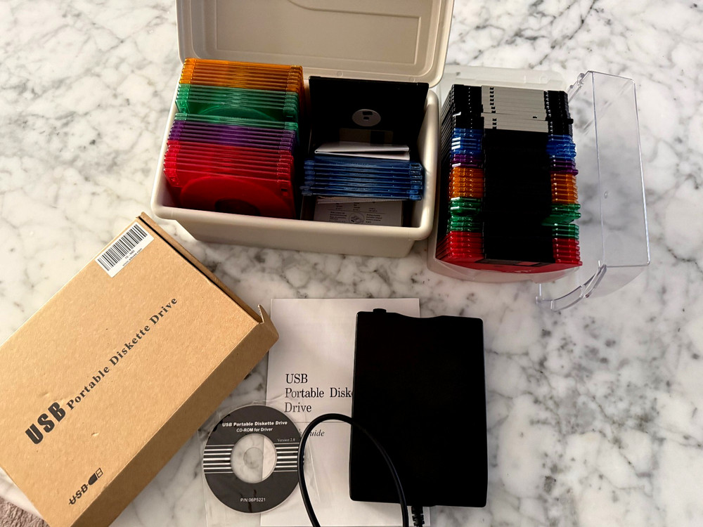 USB Portable Diskette drive and 71  floppy disks