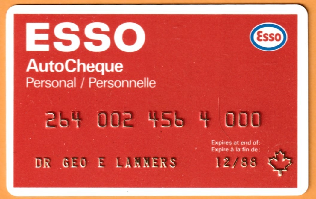 Esso Credit Card 1988 Expiration OBSOLETE Canadian Auto Cheque Card tac1