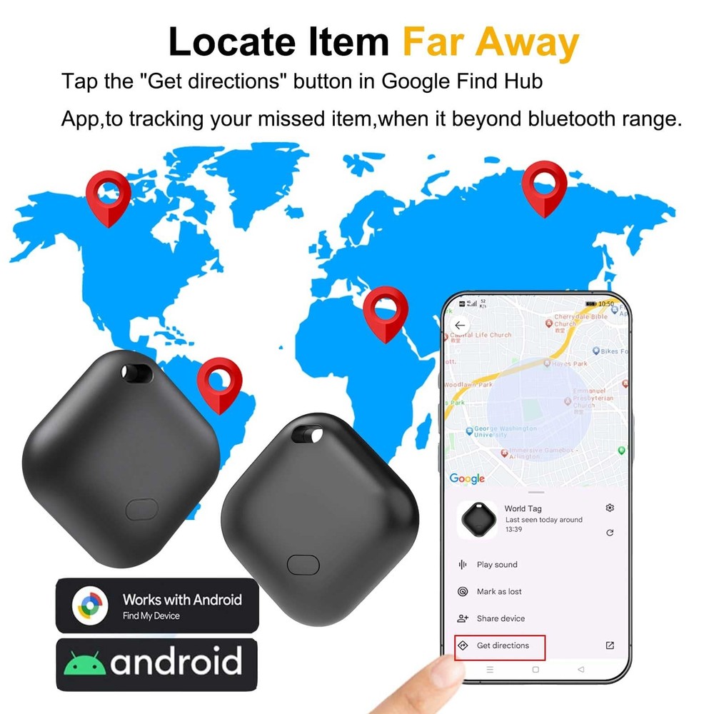 Android air Tags-2 Pack,Air Tag for Android,Google Certified Android Tracker ...