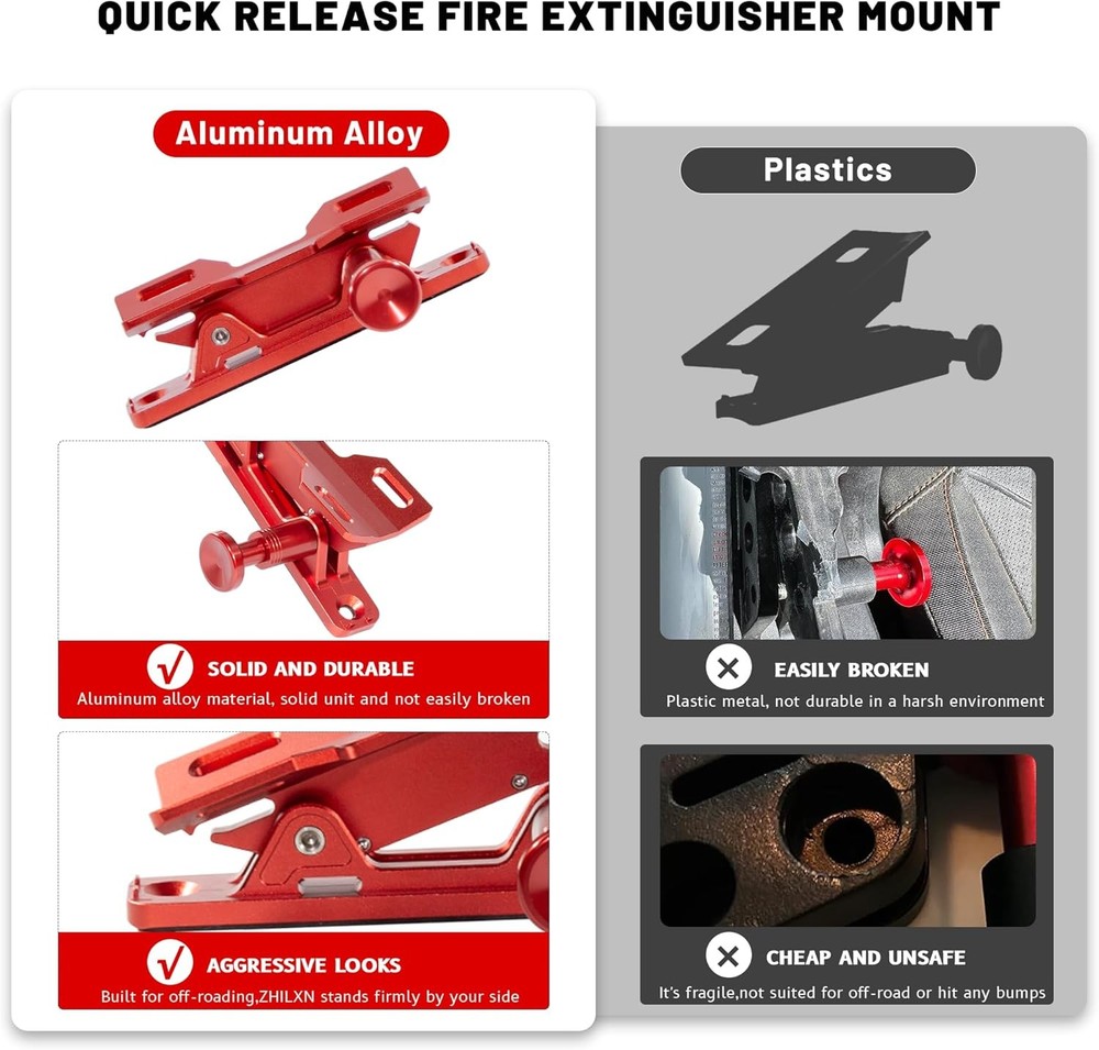 Quick Release Fire Extinguisher Mount Aluminum Adjustable UTV Roll Bar Fire Exti