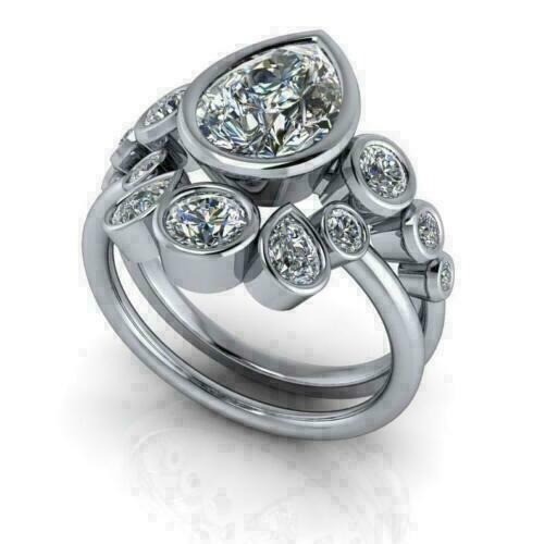 White Diamond Pear Cut 2.60 Ct Lab-Created Wedding Ring Set 925 Sterling Silver