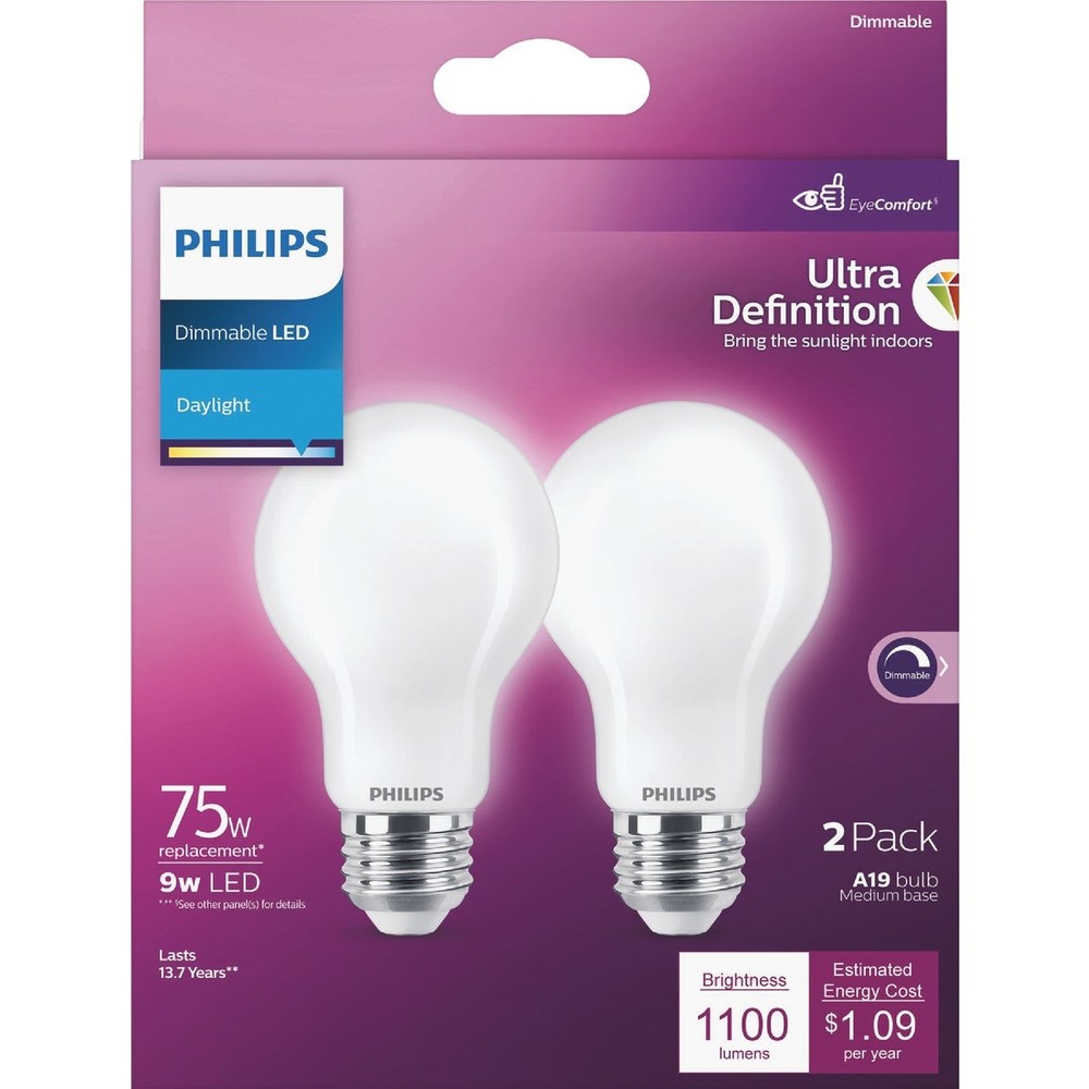 Philips Ultra Definition 75W Equivalent Daylight A19 Medium LED Light Bulb,