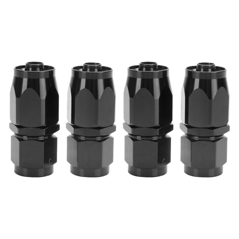 4PCs 6AN AN6 -6AN BLACK STRAIGHT SWIVEL FUEL OIL HOSE END FITTINGS