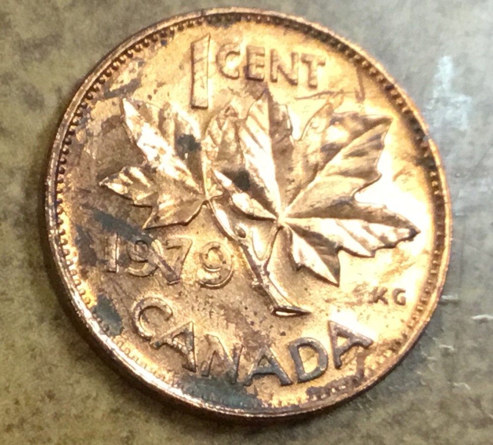 1979 Canada Cent   Mint Error   Double date re-engraved