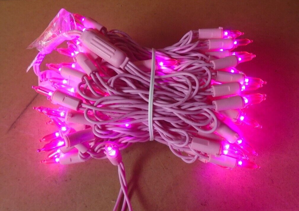 YULETIME Commercial Grade Pink LED String Lights Pink Wire (2-boxes)
