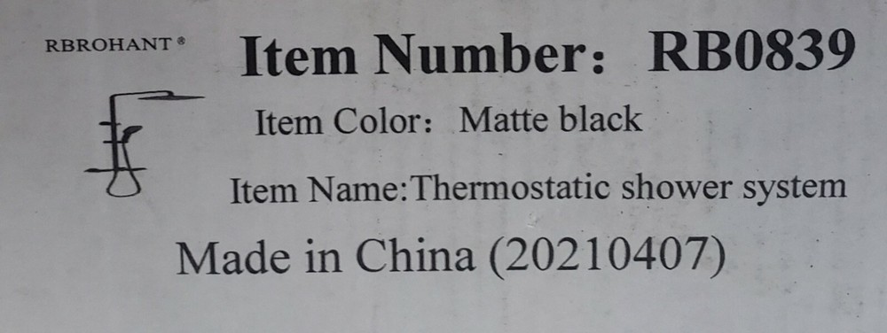 Rbrohant 2-Function Thermostatic Rainfall Shower Head System RB0839*