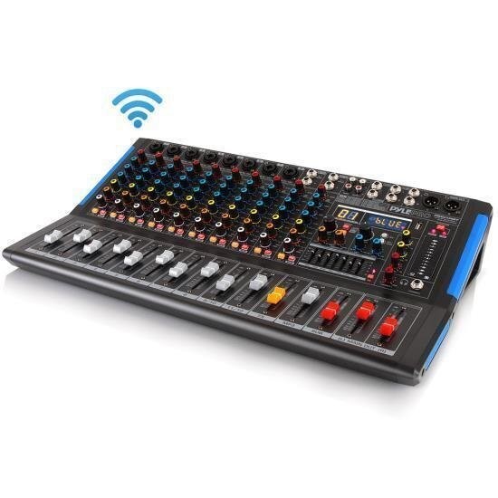 Pyle Bluetooth 12 Ch. Studio DJ Controller Audio Mixer Console System PMXU128BT
