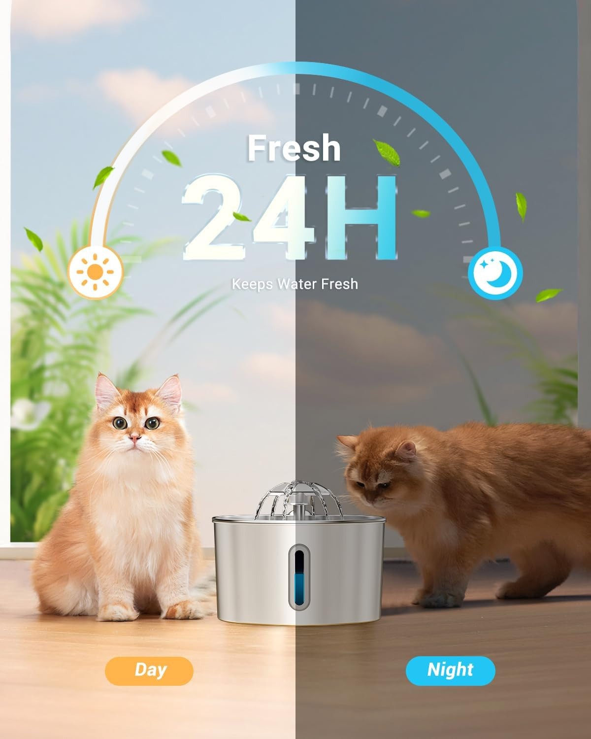 Cat Water Fountain Stainless Steel - 74oz/2.2L Pet Gift Dog Water Dispenser Auto