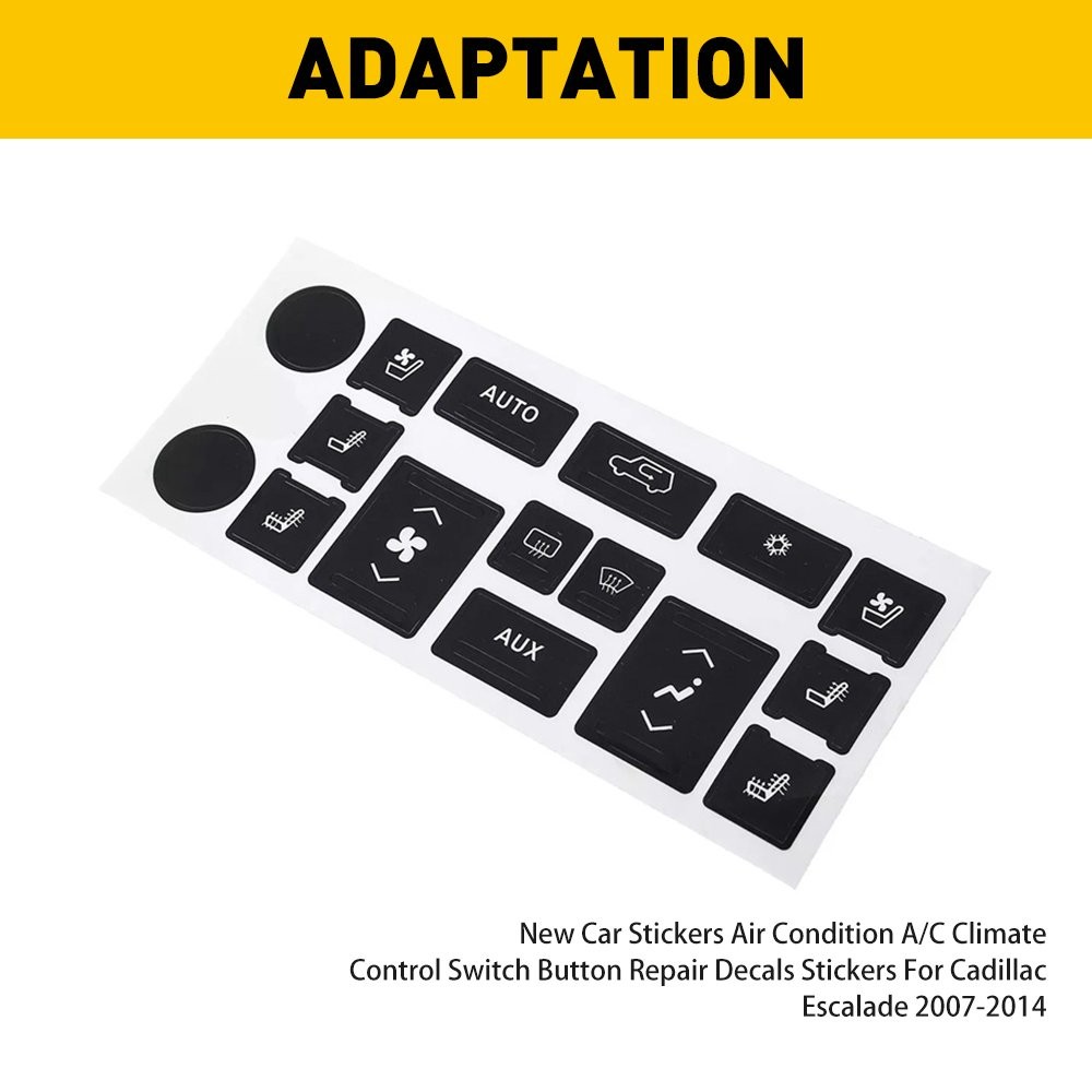 Control Knobs Audio Radio + Climate Button Sticker Repair For Escalade Cadillac