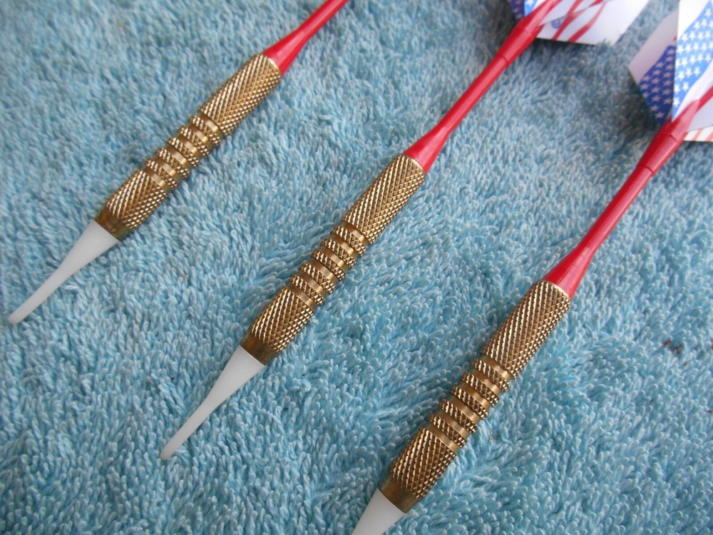 BRASS Soft Tip Darts SET WITH AMERICAN FLAG FLIGHTS.
