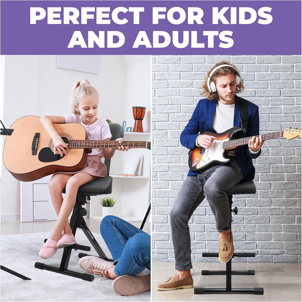 Adjustable Guitar & Drum Stool with Backrest - Perfect for Musicians