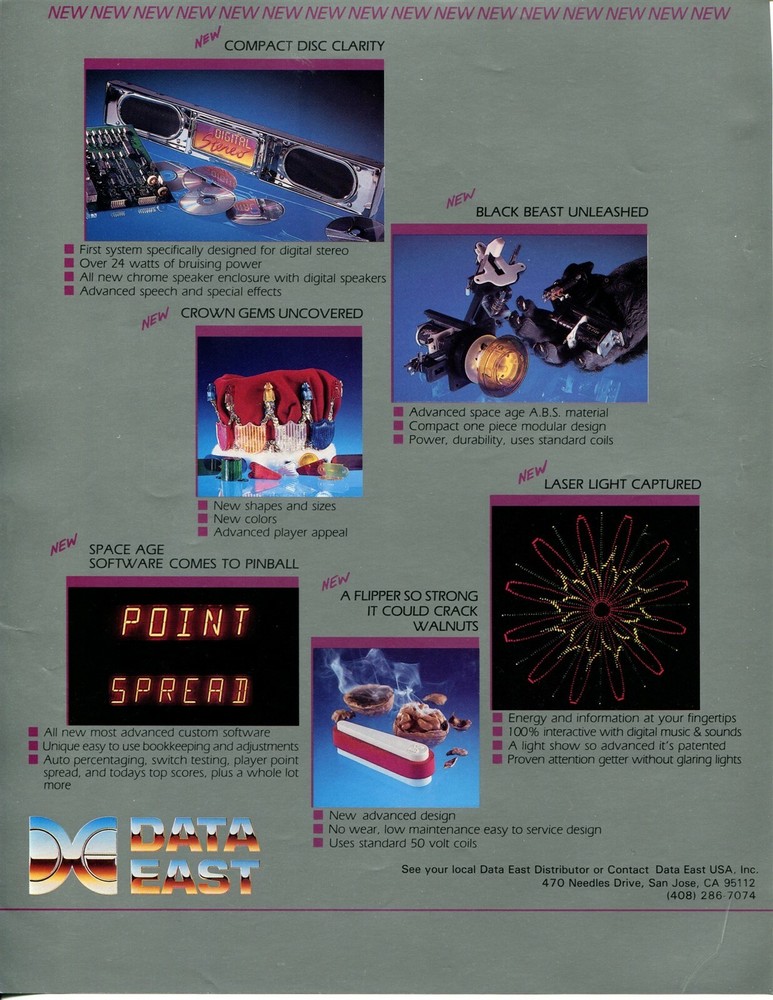 Laser War Data East Pinball Flyer / Brochure / Ad
