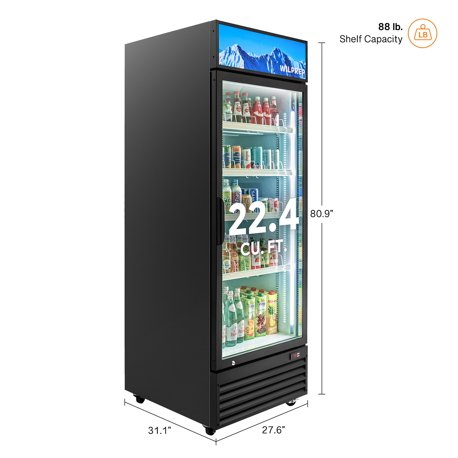 Secondhand 28" Commercial Merchandiser Glass Door Refrigerator 22cu.ft ETL