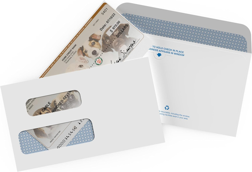 250 NRP Personal Double Window Security Wallet Check Envelopes - Compatible wit