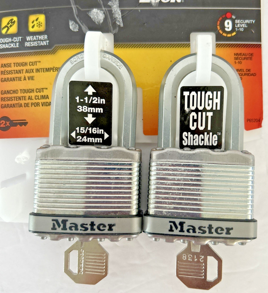 Master Lock 2-Pack Stainless Steel Shackle Keyed Padlocks Model #M5XTLF
