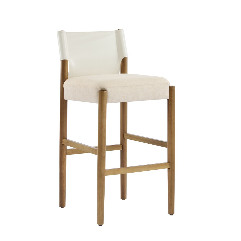 28.5'', Modern Solid Wood Bar Stool with Polyester Cushion - Minimalist