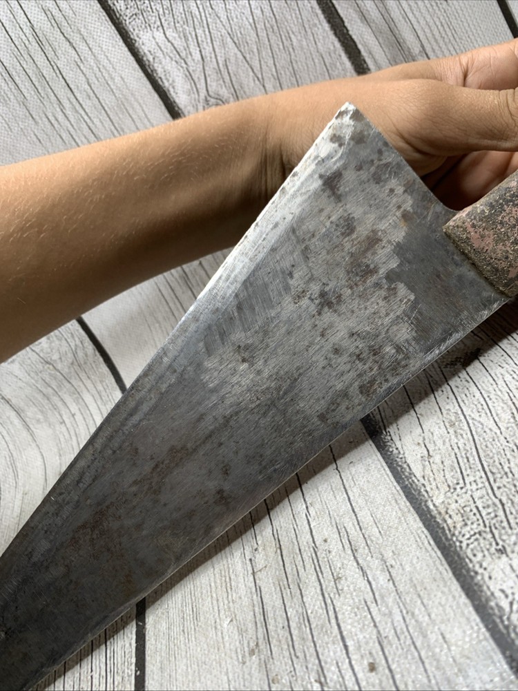 Antique Primitive Hand Forged Hog Splitter Cleaver - Large Triangle