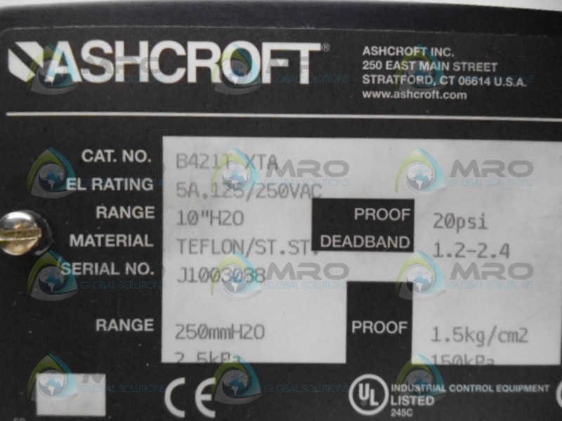 ASHCROFT B421TXTA PRESSURE SWITCH NSNP