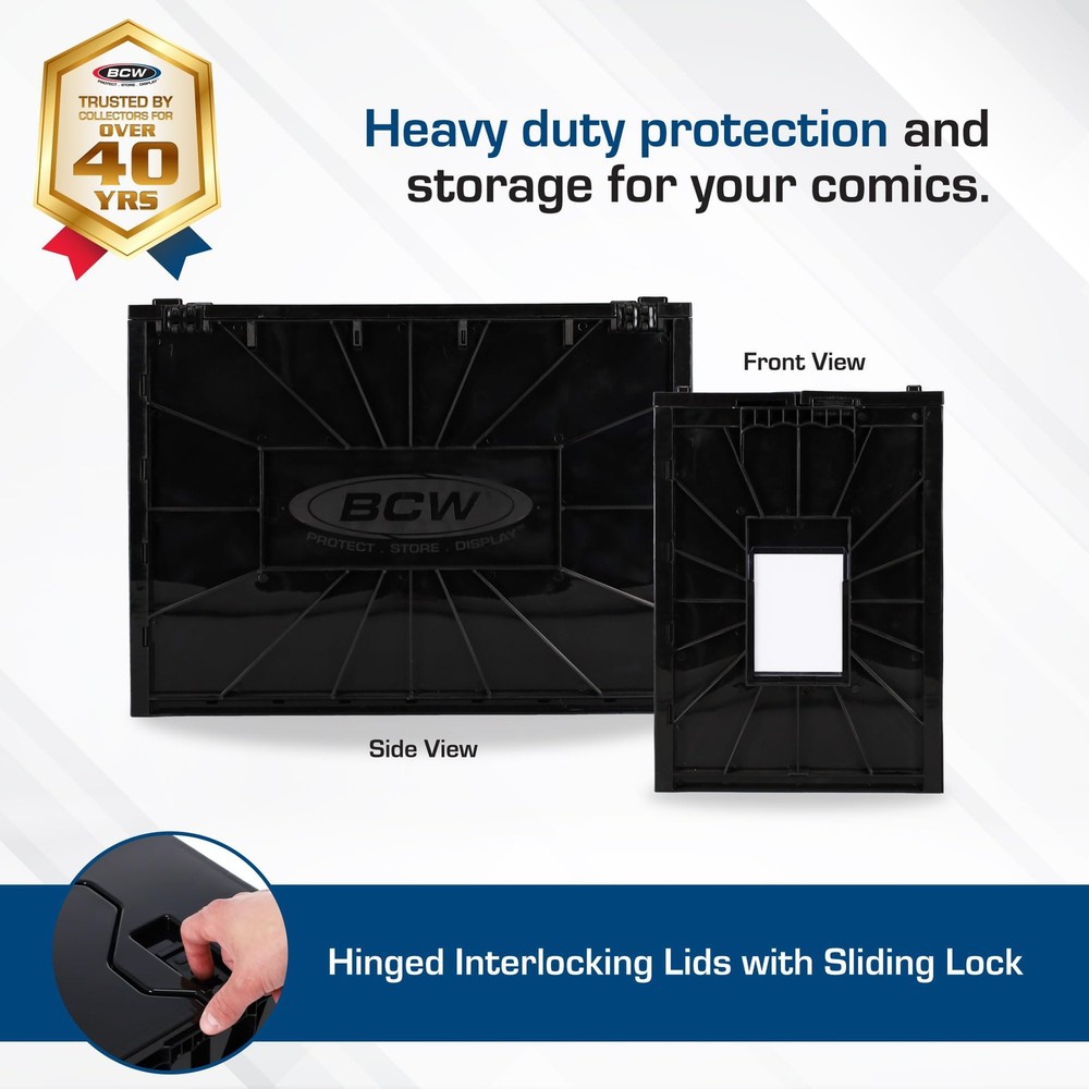 Graded Comic Book Bin with Partition – Black (1 Pack) | Holds 30 Graded Comic...