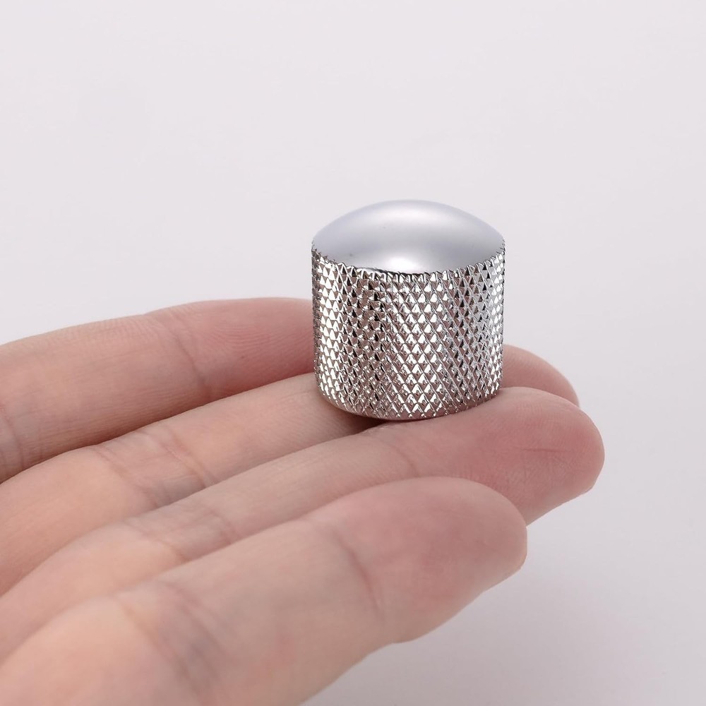 Swhmc 4Pcs Metal Guitar Knobs Volume Tone Control Knob Dome Silver