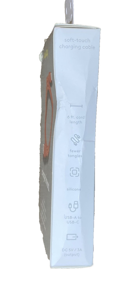 Heyday 6 Ft USB-A To USB-C Soft-Touch Charging Cable - Orange