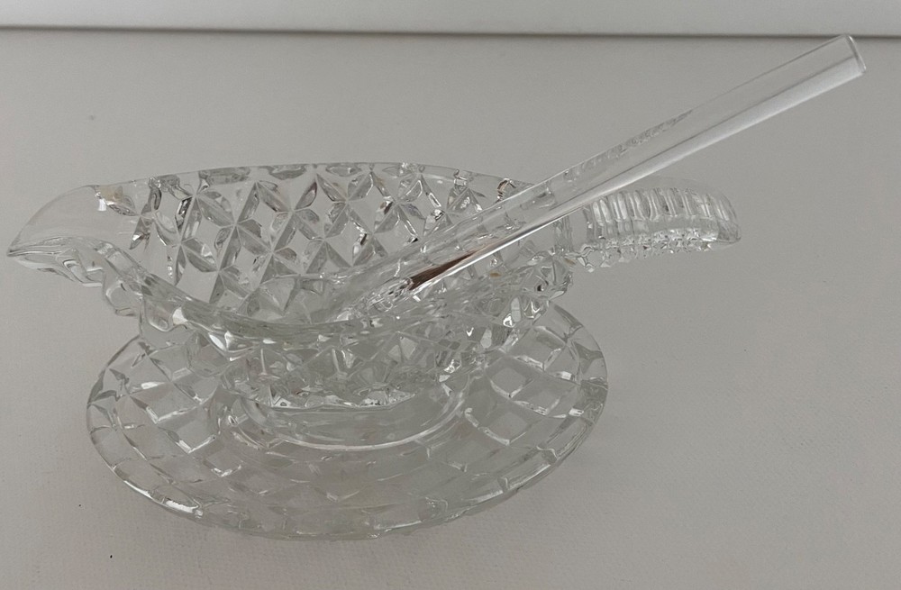 Mini Crystal Pitcher, Tray Dish and Spoon