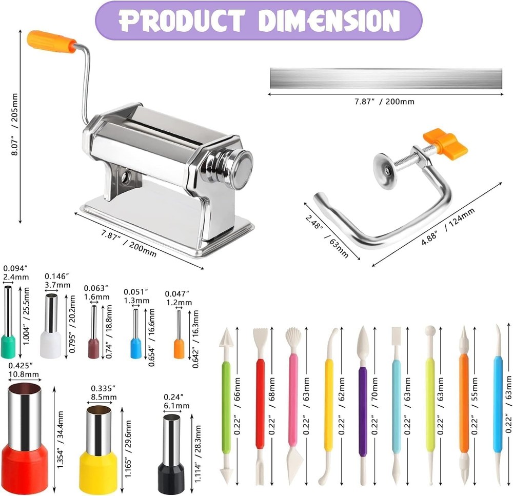 Stainless Steel Polymer Clay Roller Machine Set Includes Clay Presser Machine...
