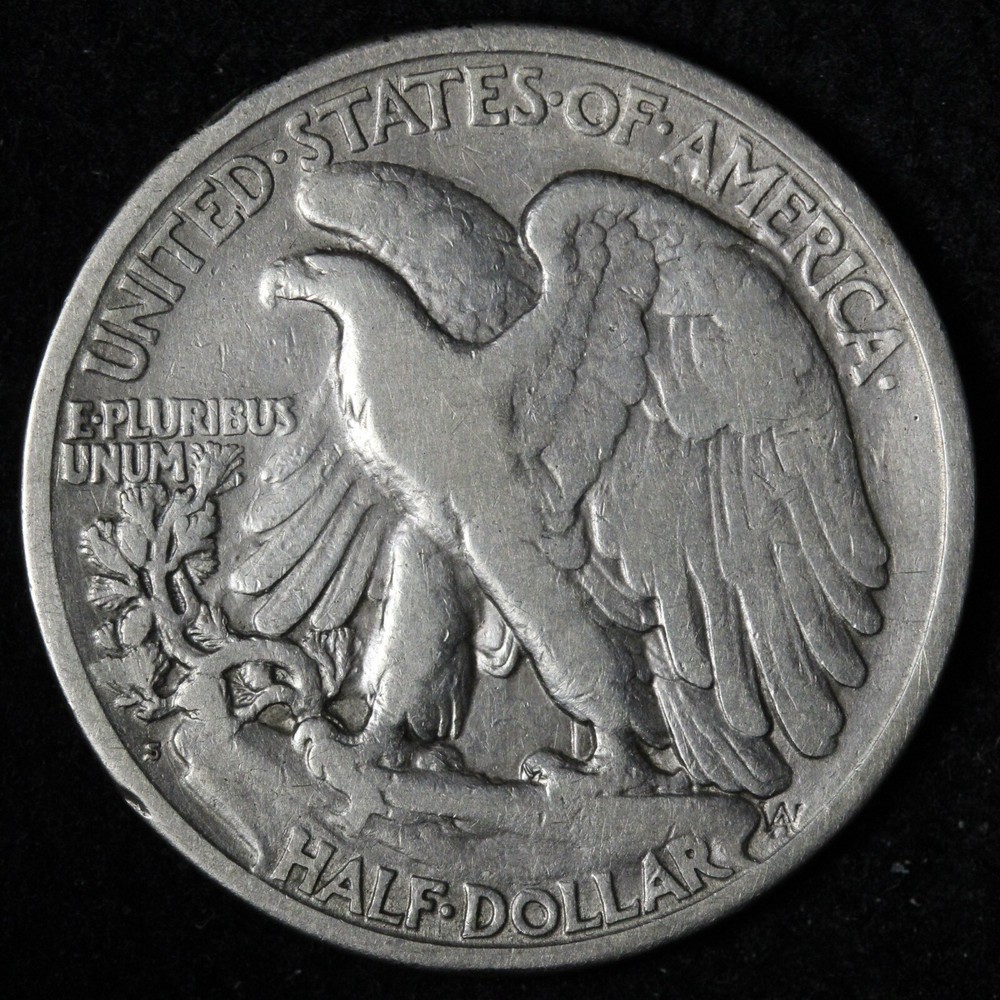 1919-S Walking Liberty Silver Half Dollar VF E335 UALP