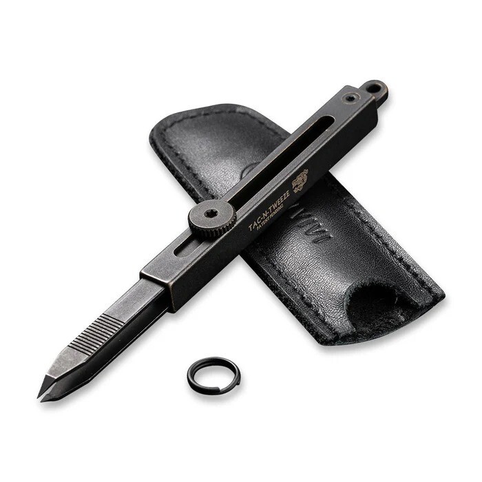 Civivi Tac-N-Tweeze Stainless Steel Tweezers Brass Handle Black Stonewash Finish