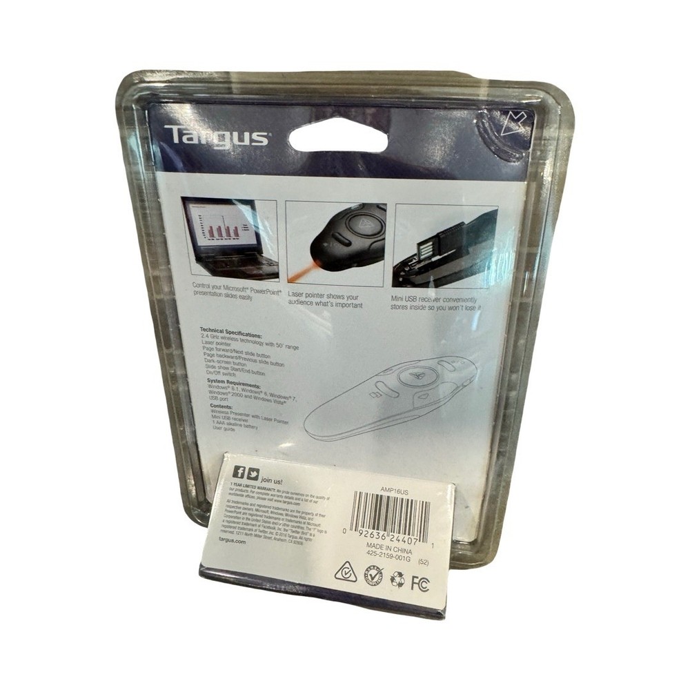 Targus Wireless Presenter with Laser Pointer Black AMP16US PC Compatible New