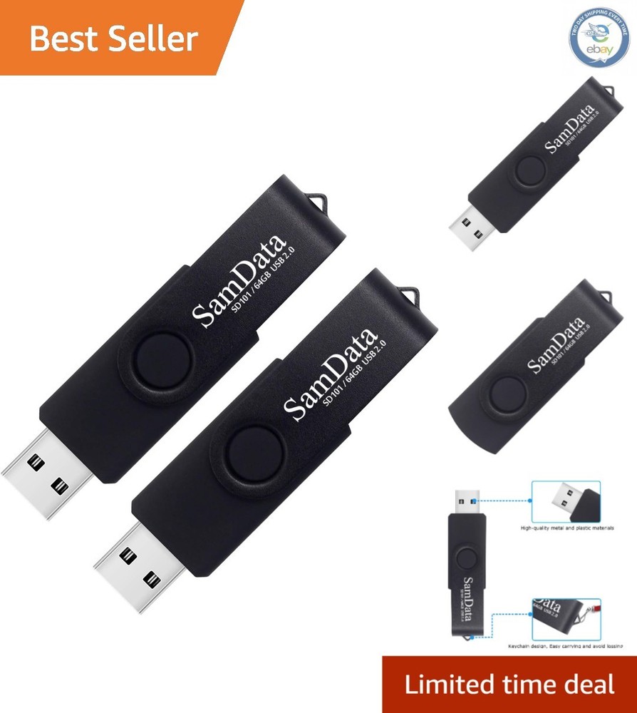 64GB USB 2.0 Flash Drives – 2-Pack with LED Indicator for Fast Storage