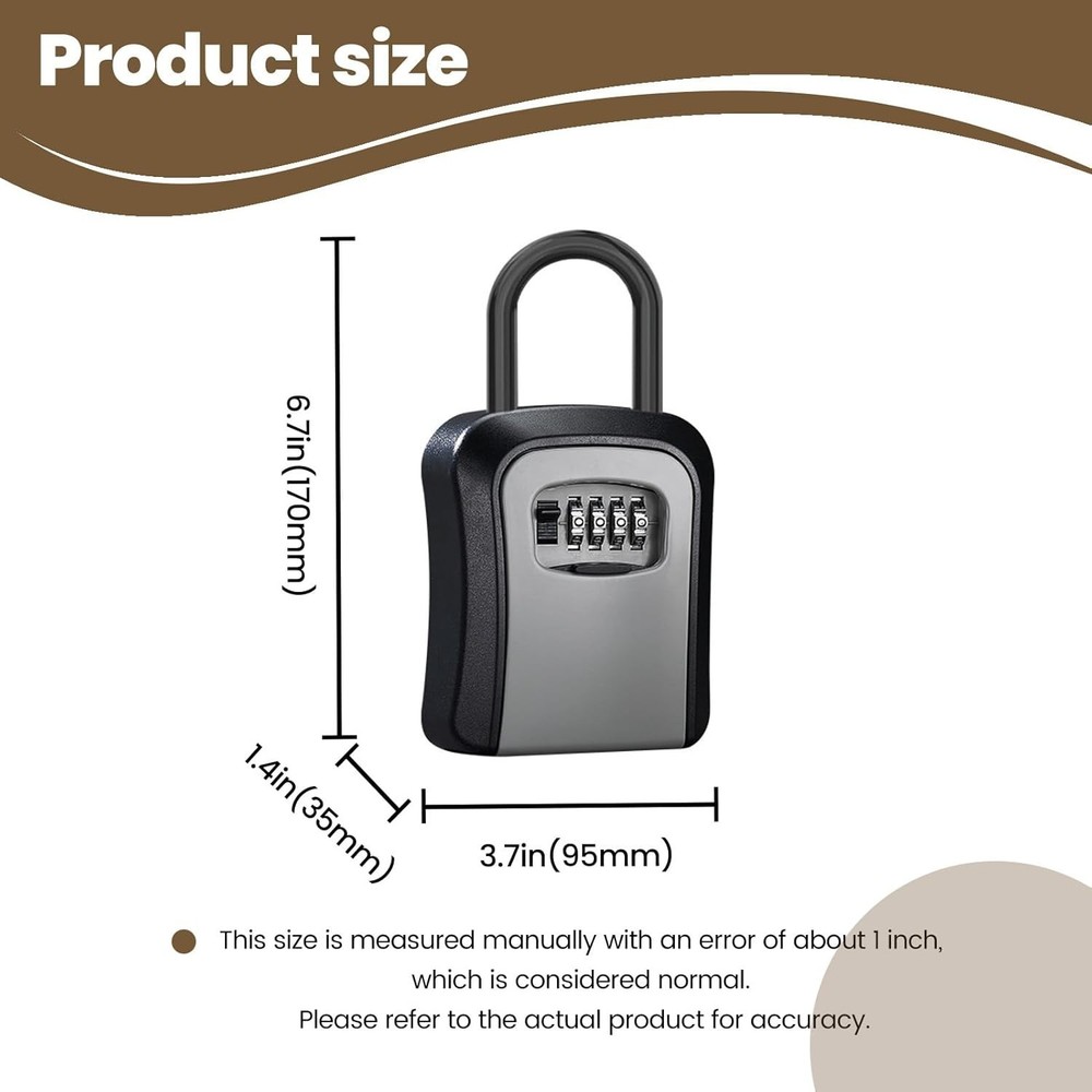 Portable Wall Mount Password Key Box, Resettable Code Safe Security Lock Box