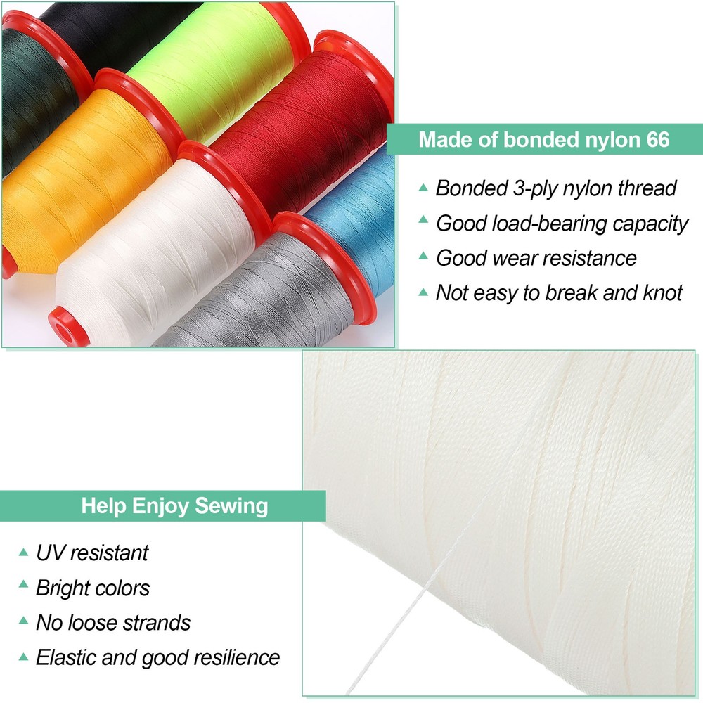1968 Yards Bonded Nylon Sewing Thread 280D/3 Upholstery Thread Original White