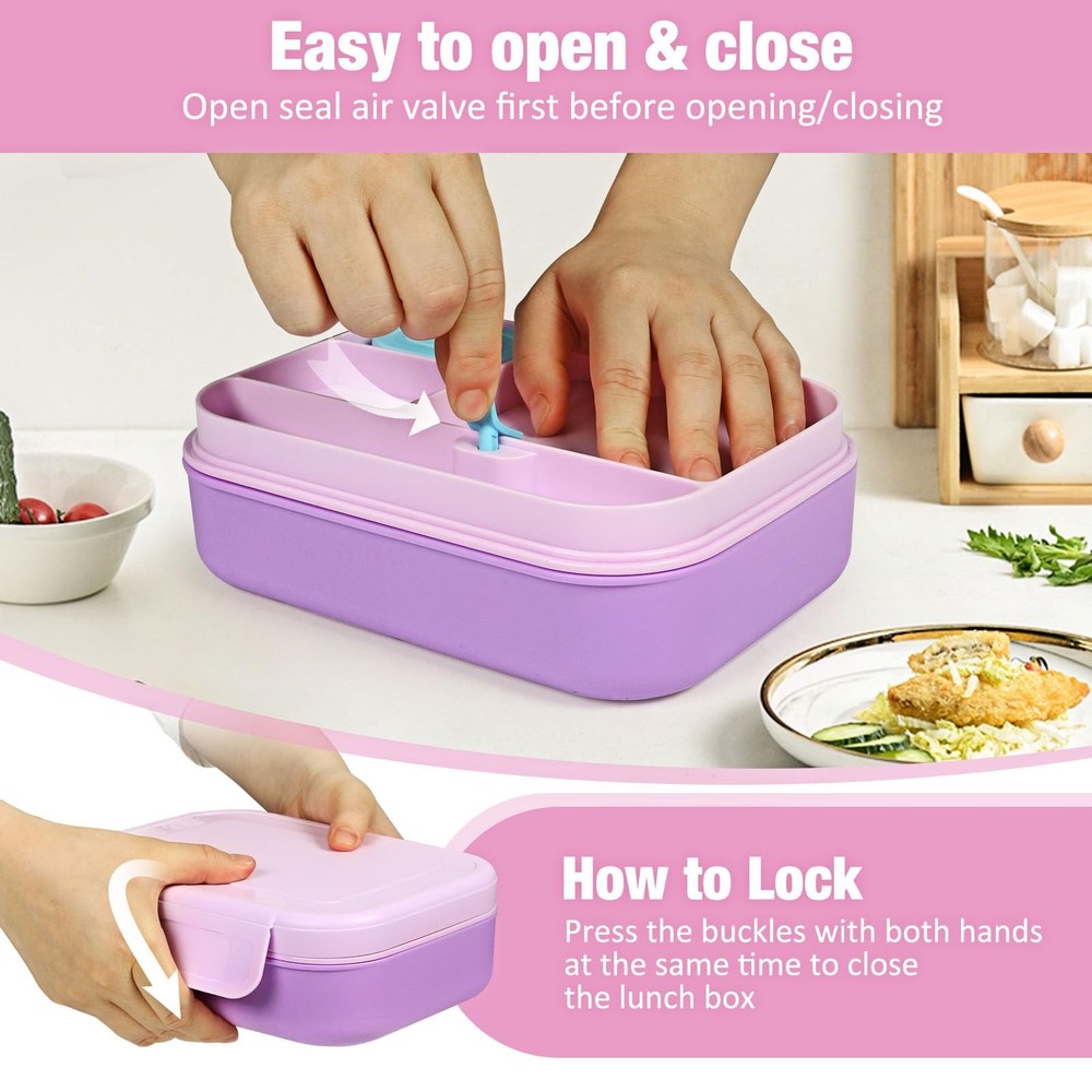 Caperci Bento Box for Kids - Stackable Leakproof Multiple Compartments Lunch ...