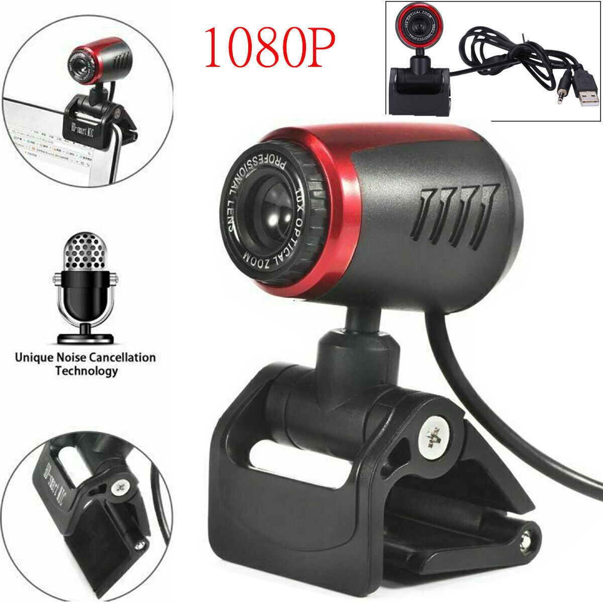 HD 1080P Webcam USB Computer Web Camera With Microphone For PC Laptop Desktop